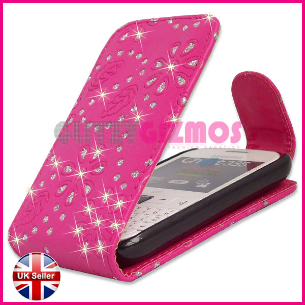 LEATHER FLIP POUCH CASE FOR SAMSUNG CHAT CH@T 335 S3350  